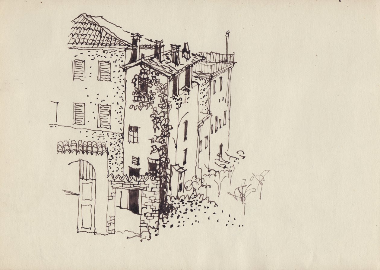 Casa con tetto a mansarda, Italia, c1950 da Shirley Markham