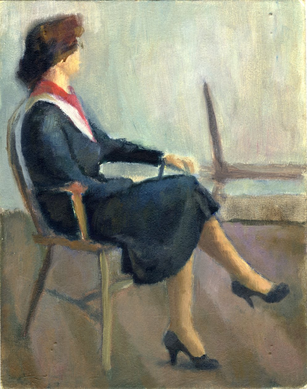 Donna seduta in blu navy, 1952 da Shirley Markham