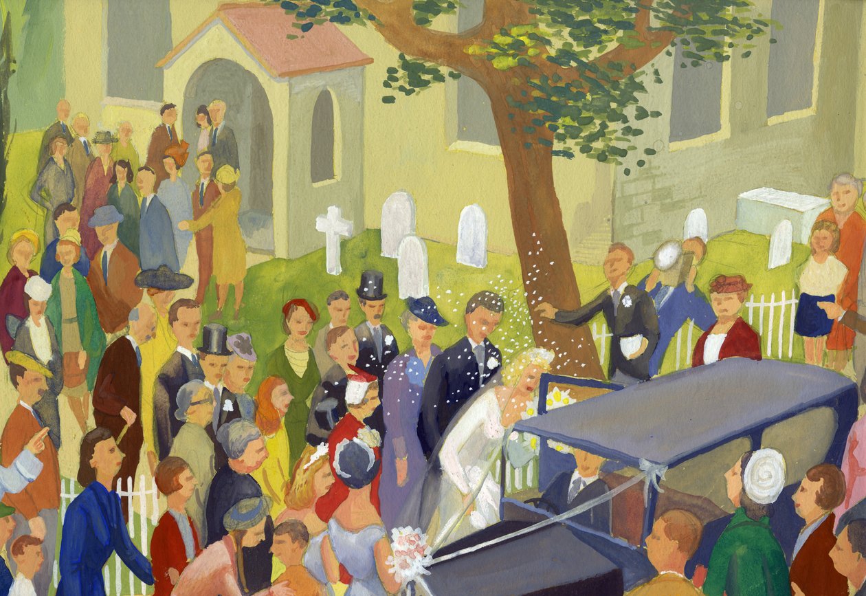Gruppo di nozze nel cimitero, c1948 da Shirley Markham