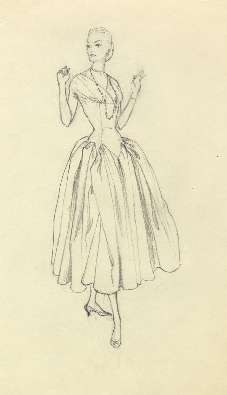 Donna in abito a vita stretta, c1952 da Shirley Markham