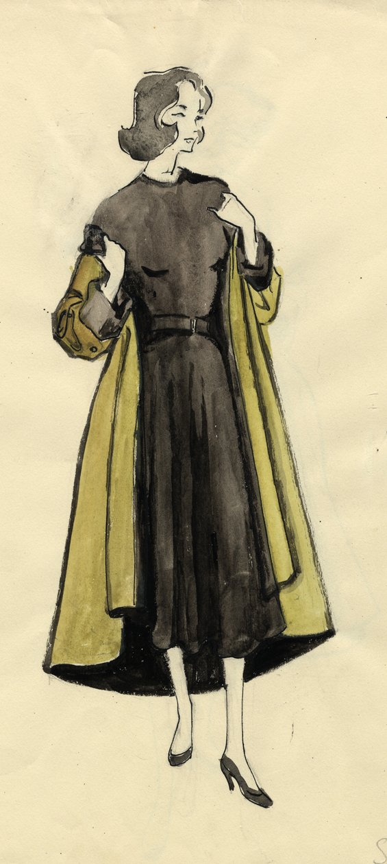 Donna in Cappotto Verde da Shirley Markham