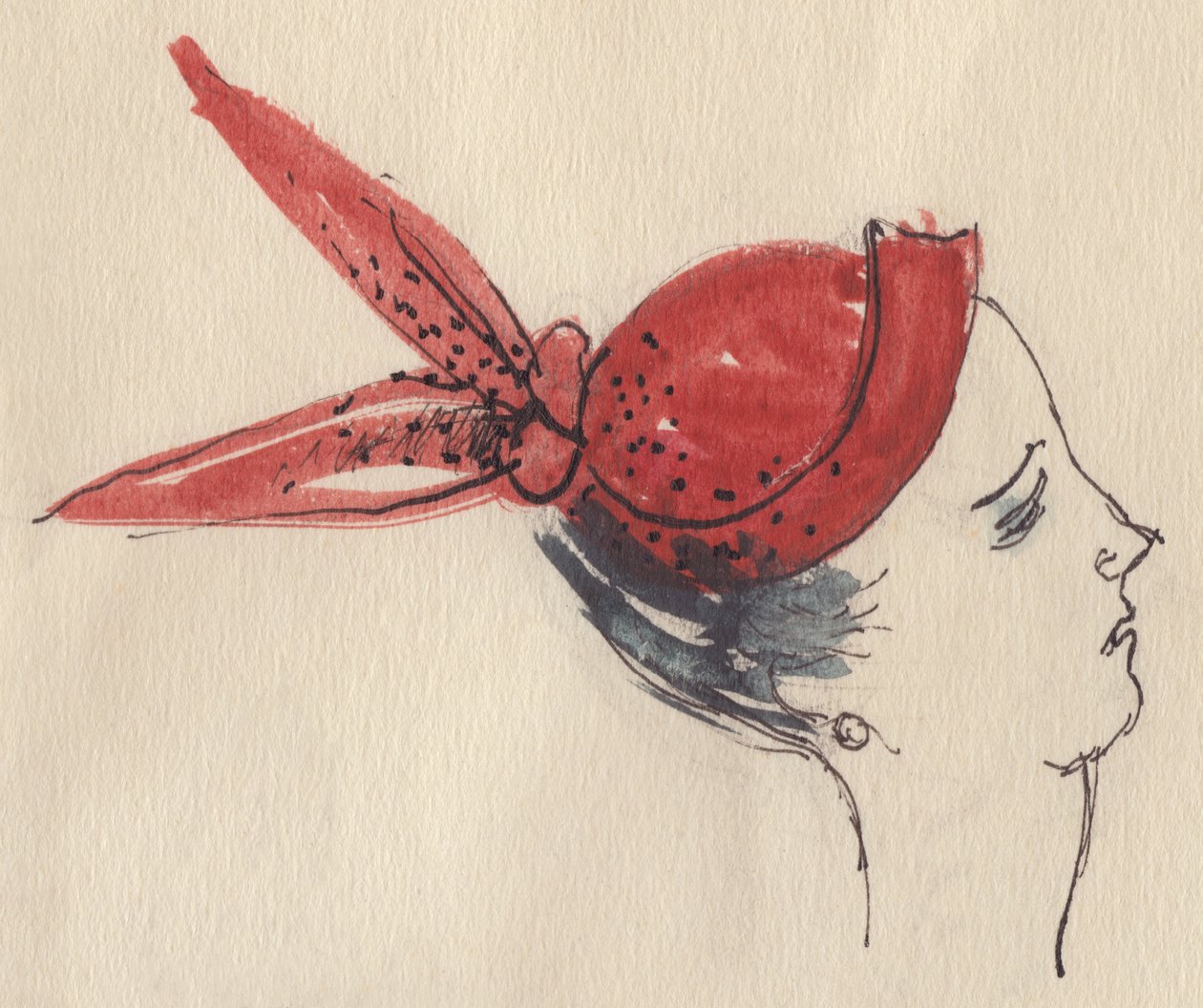 Donna con Cappello Rosso da Shirley Markham