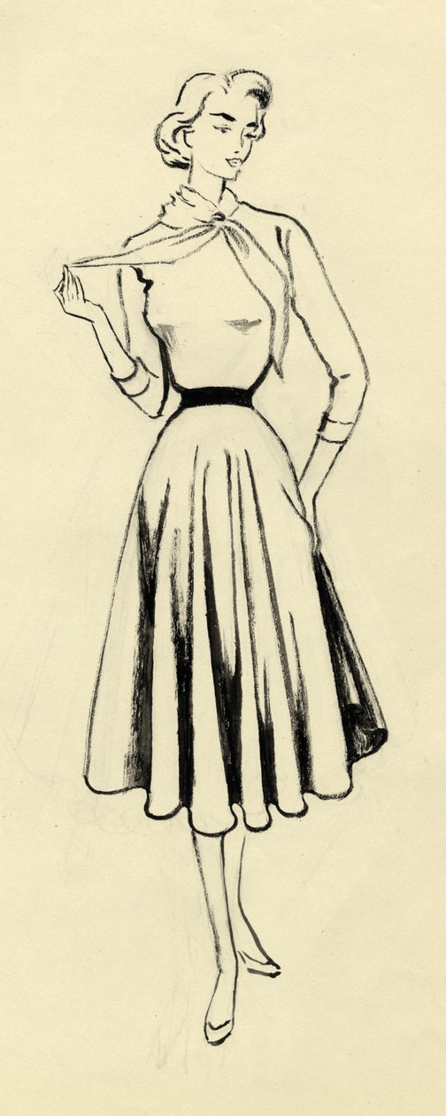 Donna in maglione e gonna ampia, ca. 1950 da Shirley Markham