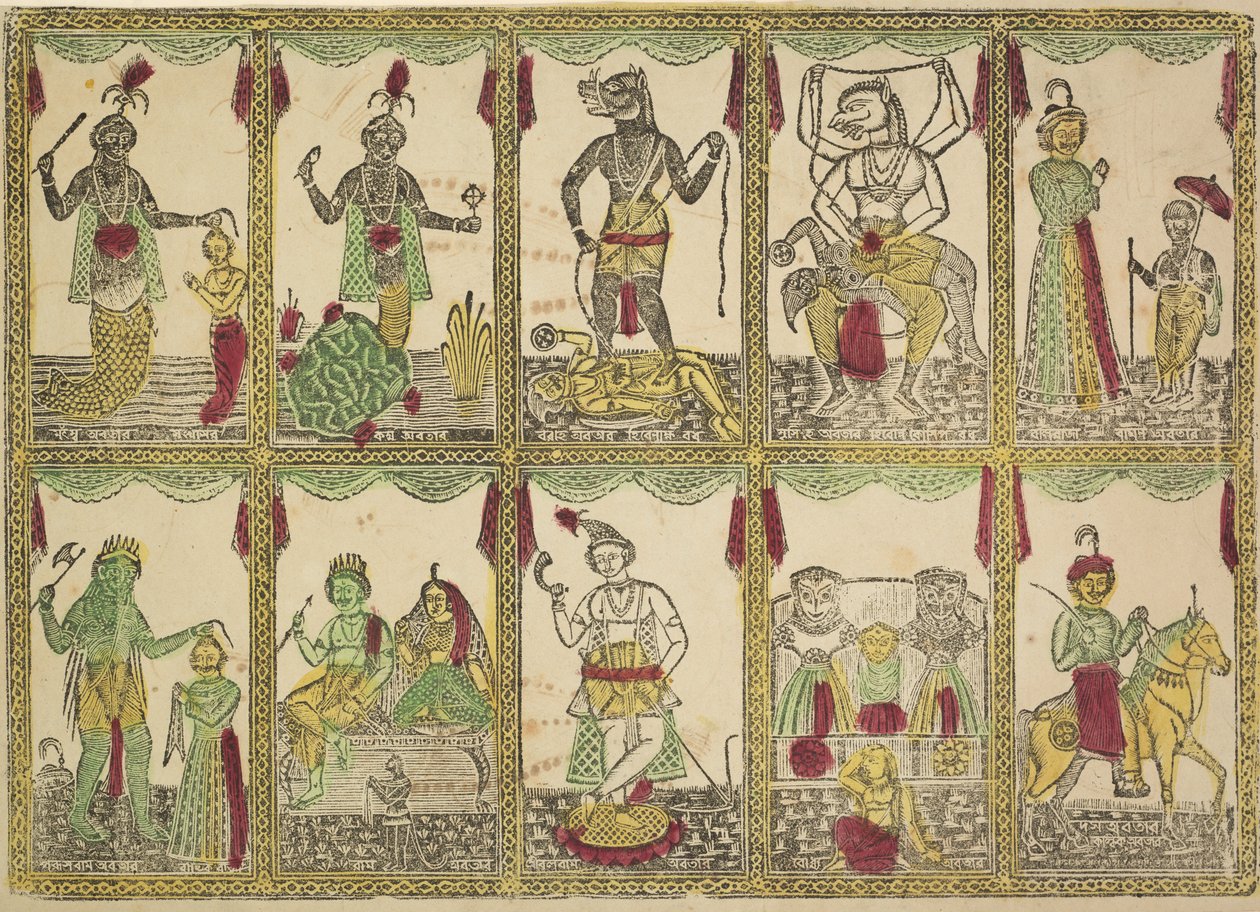 Das Avataras, Dieci incarnazioni di Vishnu, 1800s da Shri Gobinda Chandra Roy