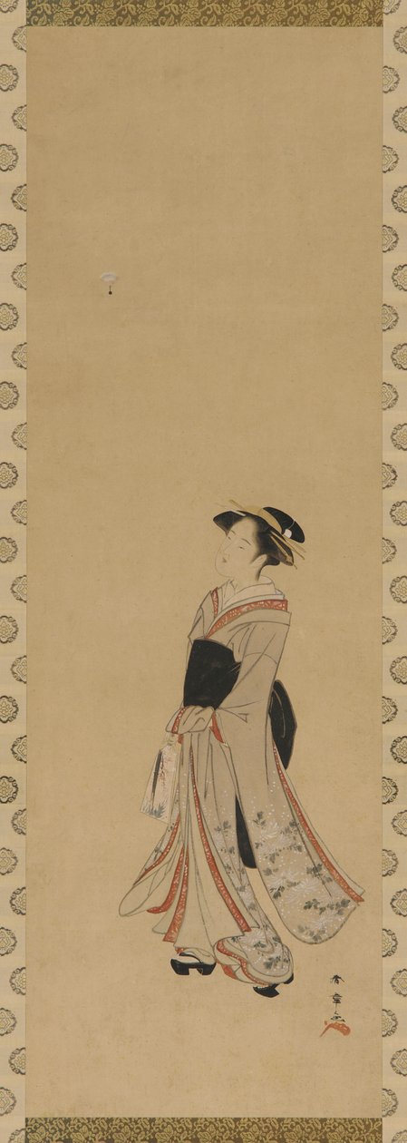 Una ragazza che gioca a volano, periodo Edo da Shunsho