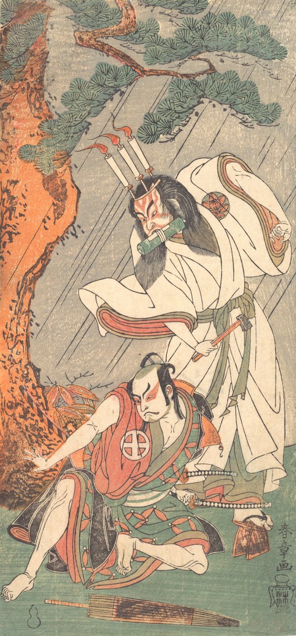Attori Kabuki Ichimura Uzaemon IX come Ko-kakeyama e Otani Hiroji III come Koga Saburo da Shunsho