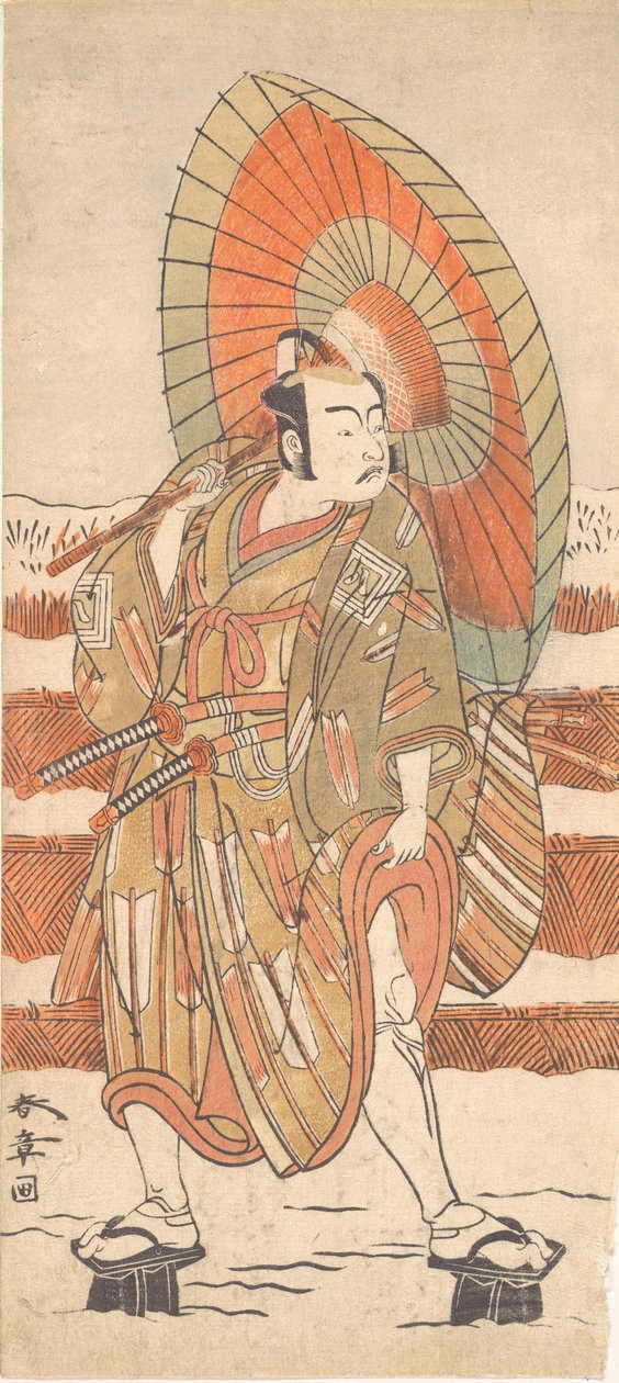Il secondo Ichikawa Yaozo come samurai in piedi nella neve, probabilmente 1774 da Shunsho