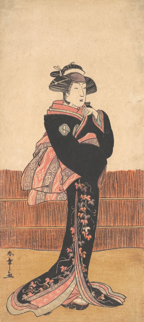 Il terzo Azuma Tozo come donna in kimono nero, probabilmente 1782 da Shunsho