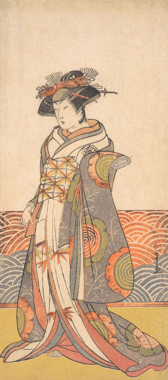 Il Terzo Segawa Kikunojo come Donna in una Stanza con un Dado a Motivo di Onde da Shunsho