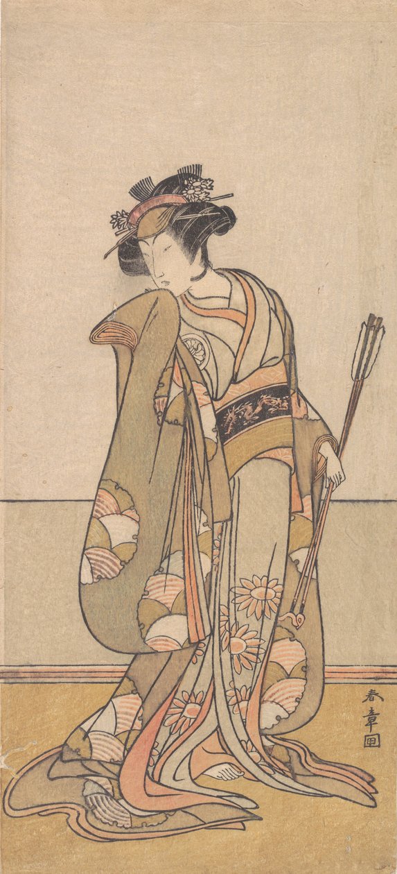 Il terzo Segawa Kikunojo come una donna che cammina verso destra, 1774 o 1775 da Shunsho