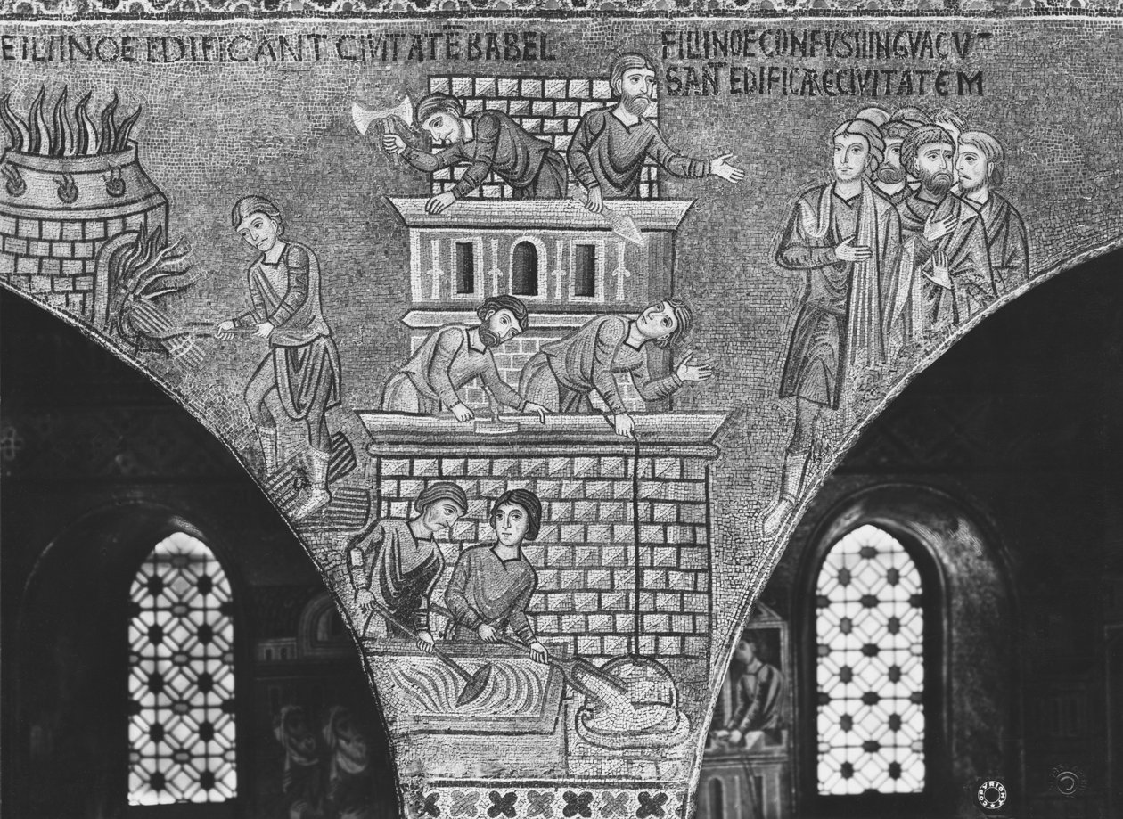 La costruzione della torre di Babele da Sicilian School