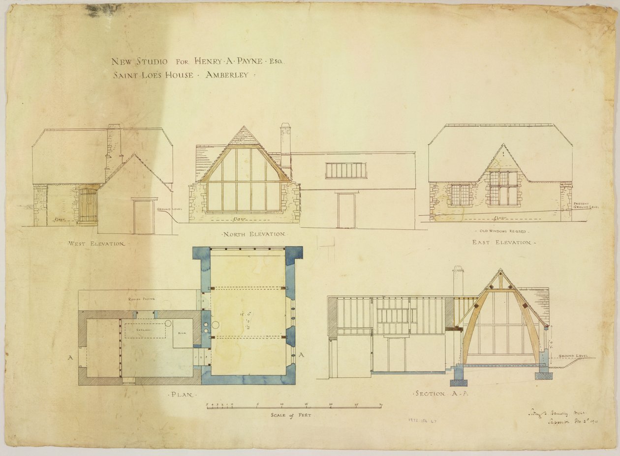 Nuovo Studio per Henry A. Payne esq. Saint Loes House, Amberley, 2 febbraio 1911 da Sidney Barnsley