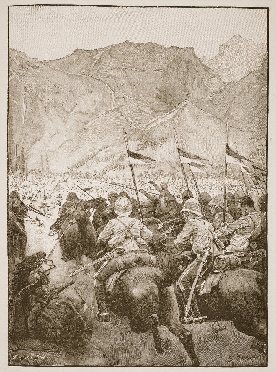 Il colonnello Cleland guida i suoi lancieri, illustrazione da 