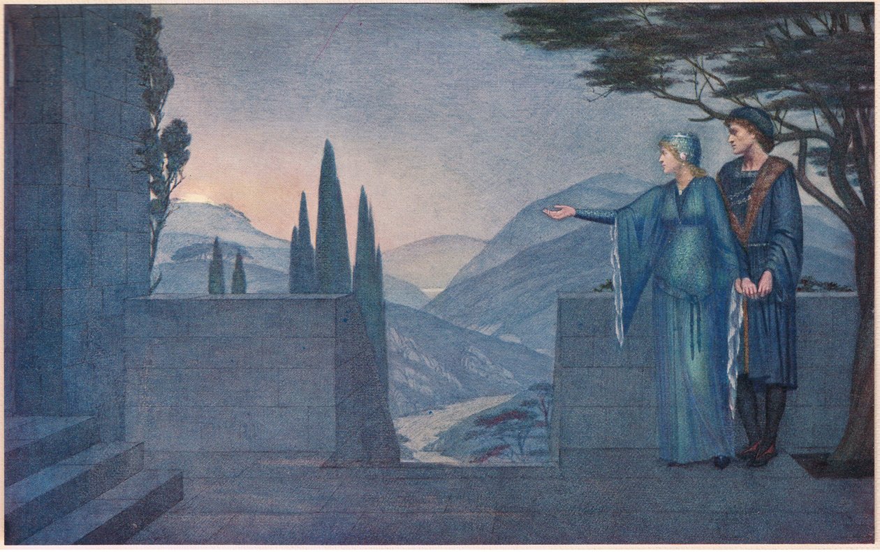 Il Principe ed Elsie. "Ah non così presto, guarda quel fuoco, è la luna che sorge lentamente sulla collina orientale" da Sidney Meteyard