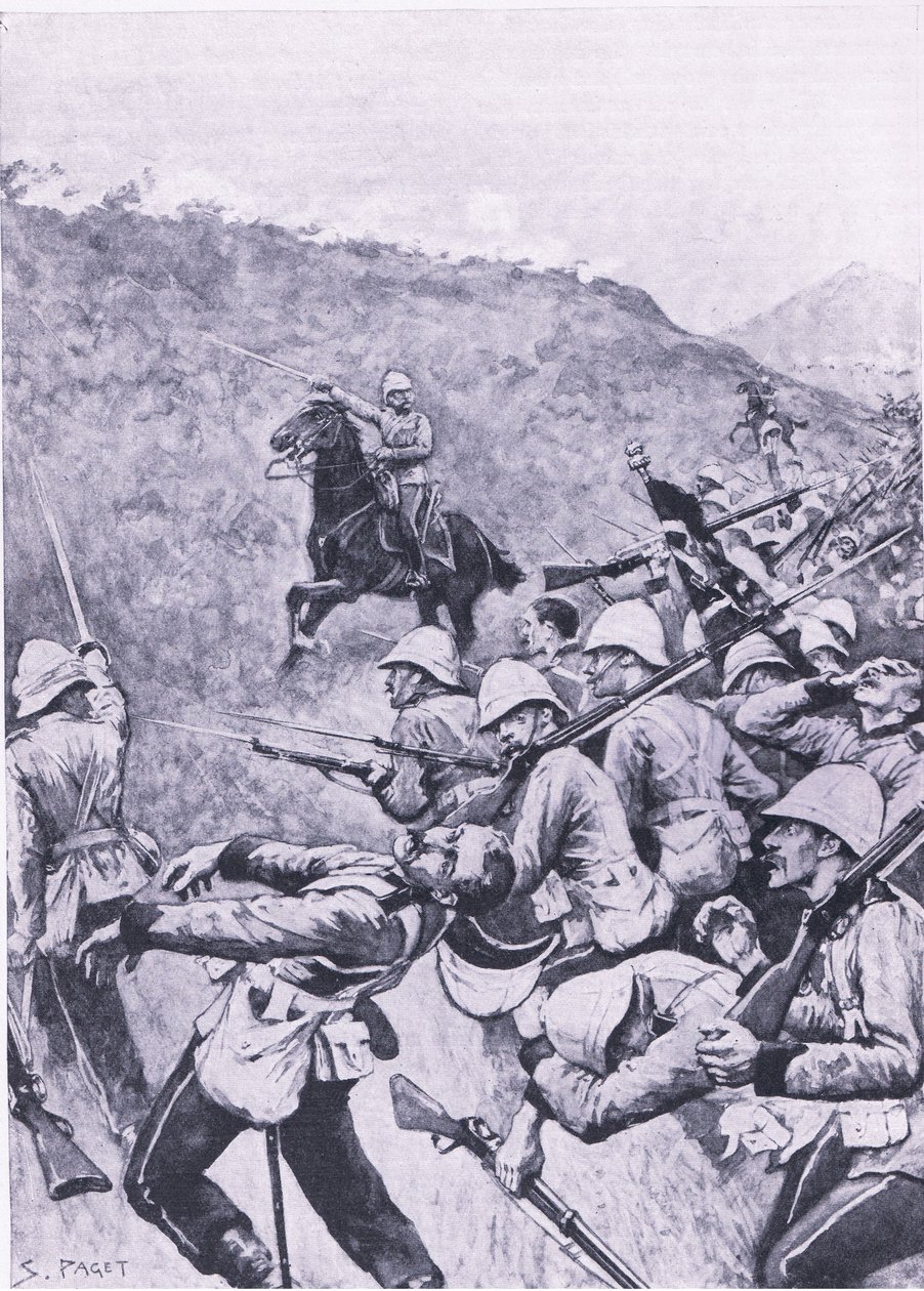 Langs Nek, 28 gennaio 1881 (Prima Guerra Boera), illustrazione da British Battles on Land and Sea, 1915 da Sidney Paget