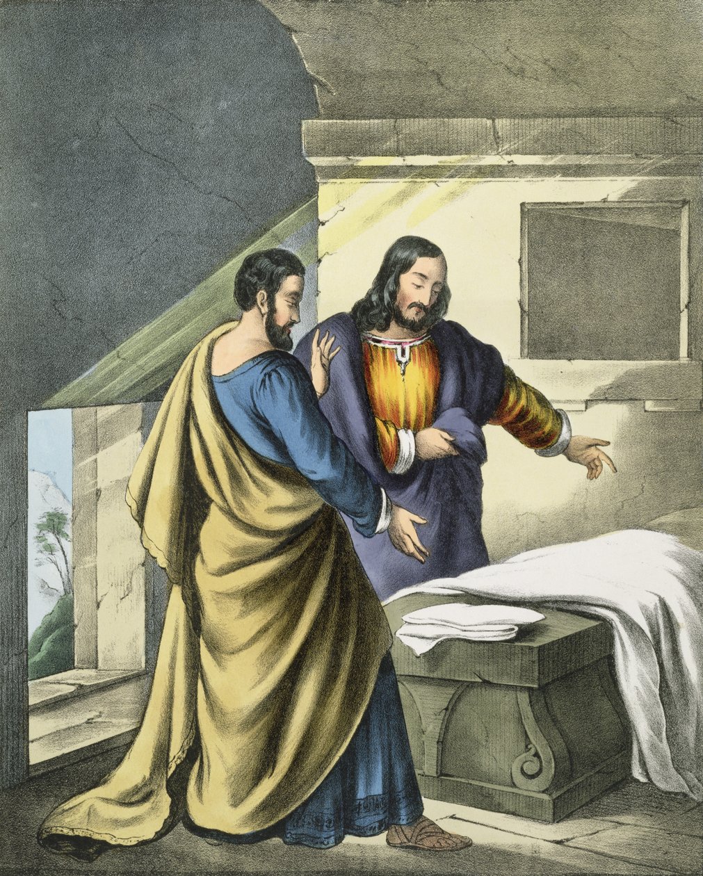 Pietro e Giovanni al Sepolcro, da una bibbia stampata da Edward Gover, 1870 da Siegfried Detler Bendixen