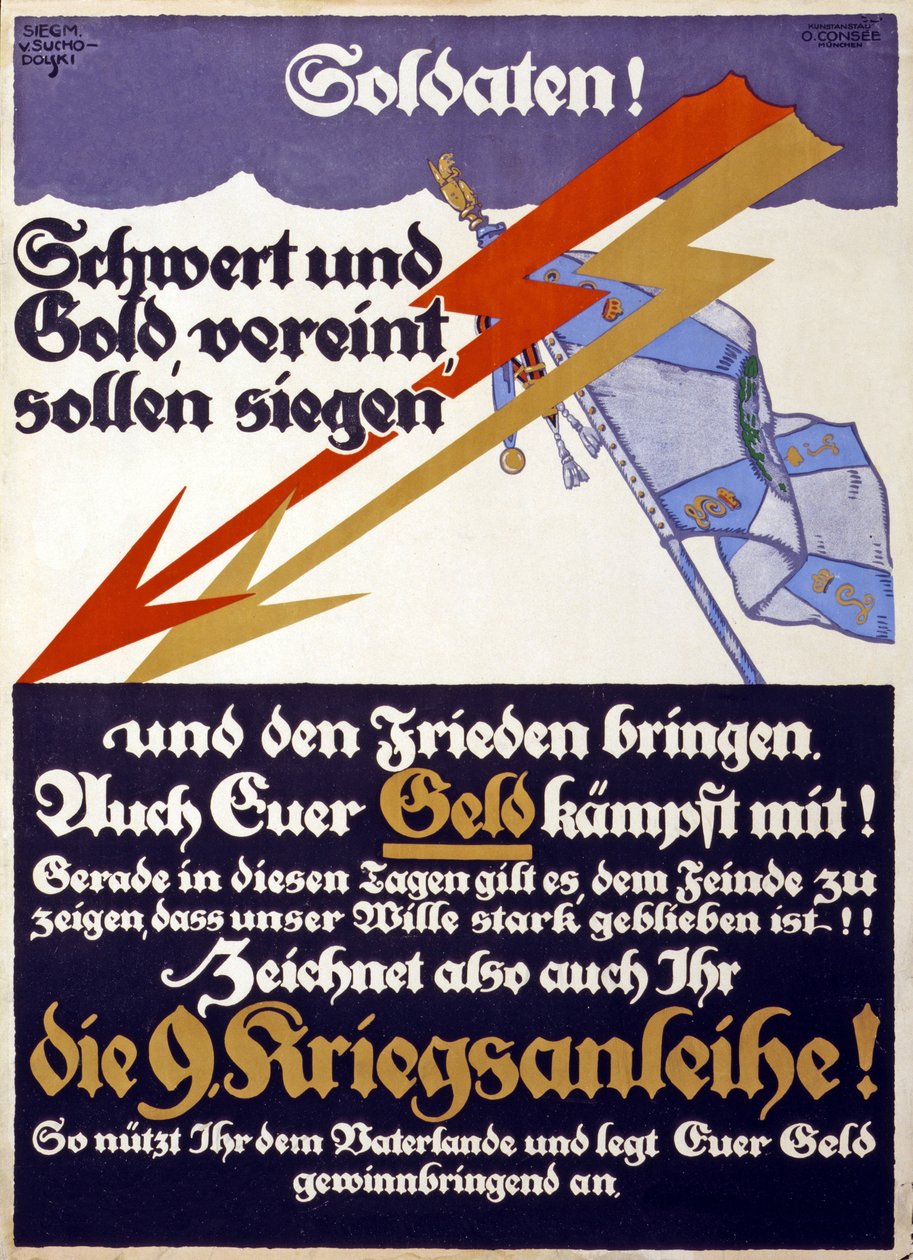 Campagna di raccolta fondi tedesca per il 9° Prestito di Guerra, 1914-18 da Siegmund von Suchodolski