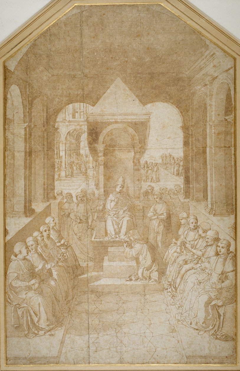 Enea Piccolomini che bacia la pantofola di Papa Eugenio, dopo Pinturicchio da Sienese School