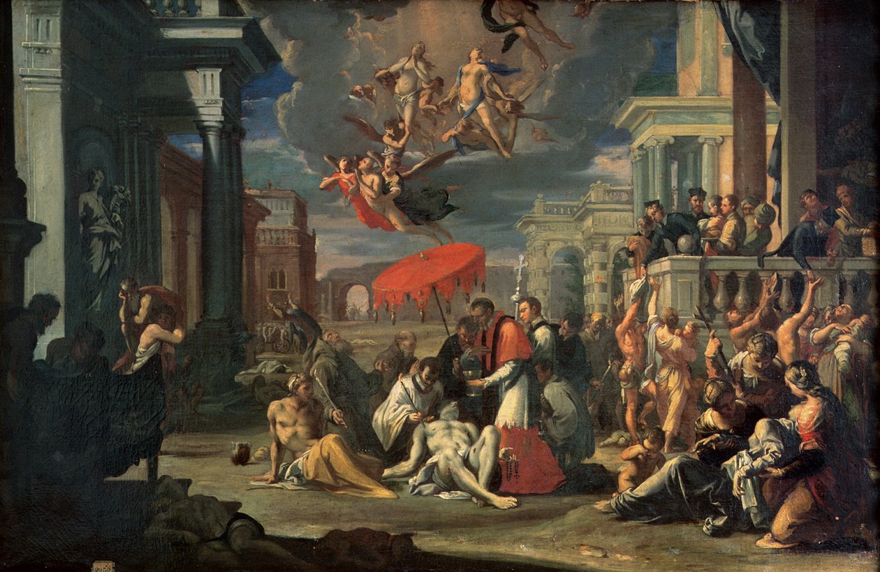 San Carlo Borromeo che amministra il sacramento alle vittime della peste nel 1576 da Sigismondo Caula
