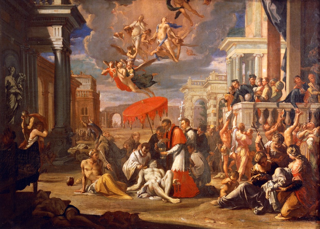 San Carlo Borromeo che amministra la Santa Comunione alle vittime della peste nel 1576, di Sigismund Caula da Sigismondo Caula