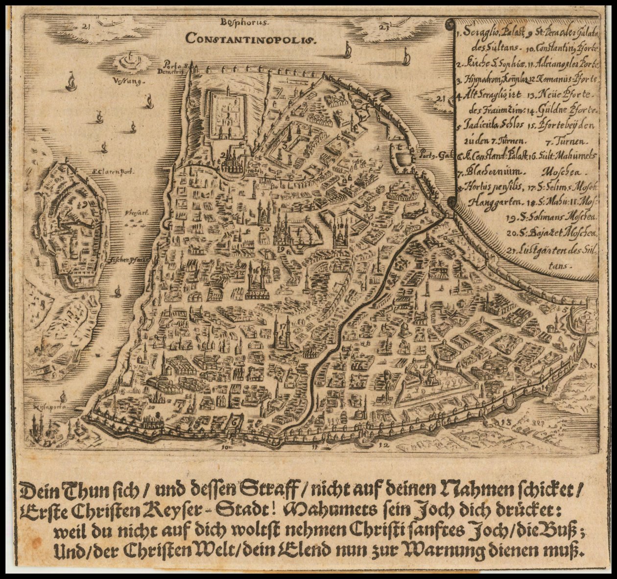 Mappa di Costantinopoli del 1668 di Sigmund von Birken da Sigmund von Birken