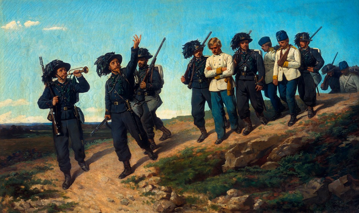 Guardie che conducono prigionieri da Silvestro Lega