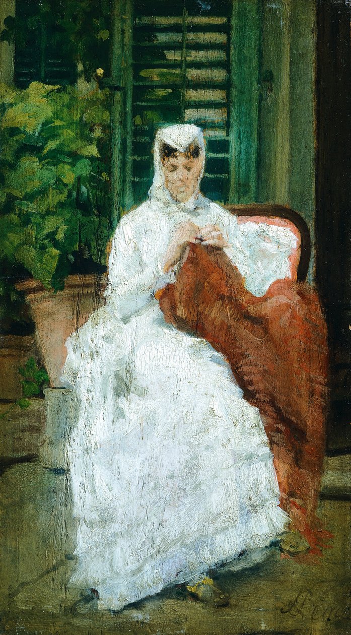 Signora che cuce da Silvestro Lega