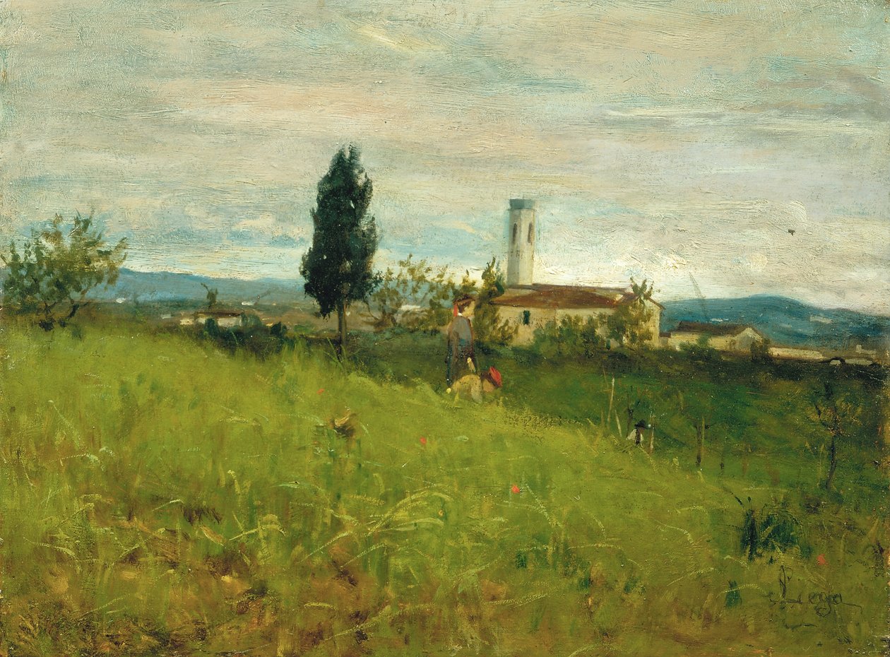 Piccola chiesa in campagna, c.1877 da Silvestro Lega