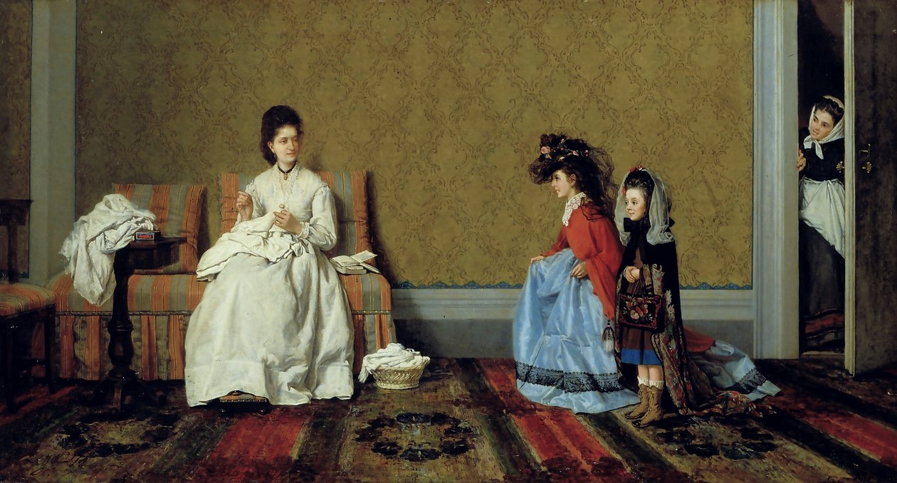 Bambine che giocano a fare le signore da Silvestro Lega