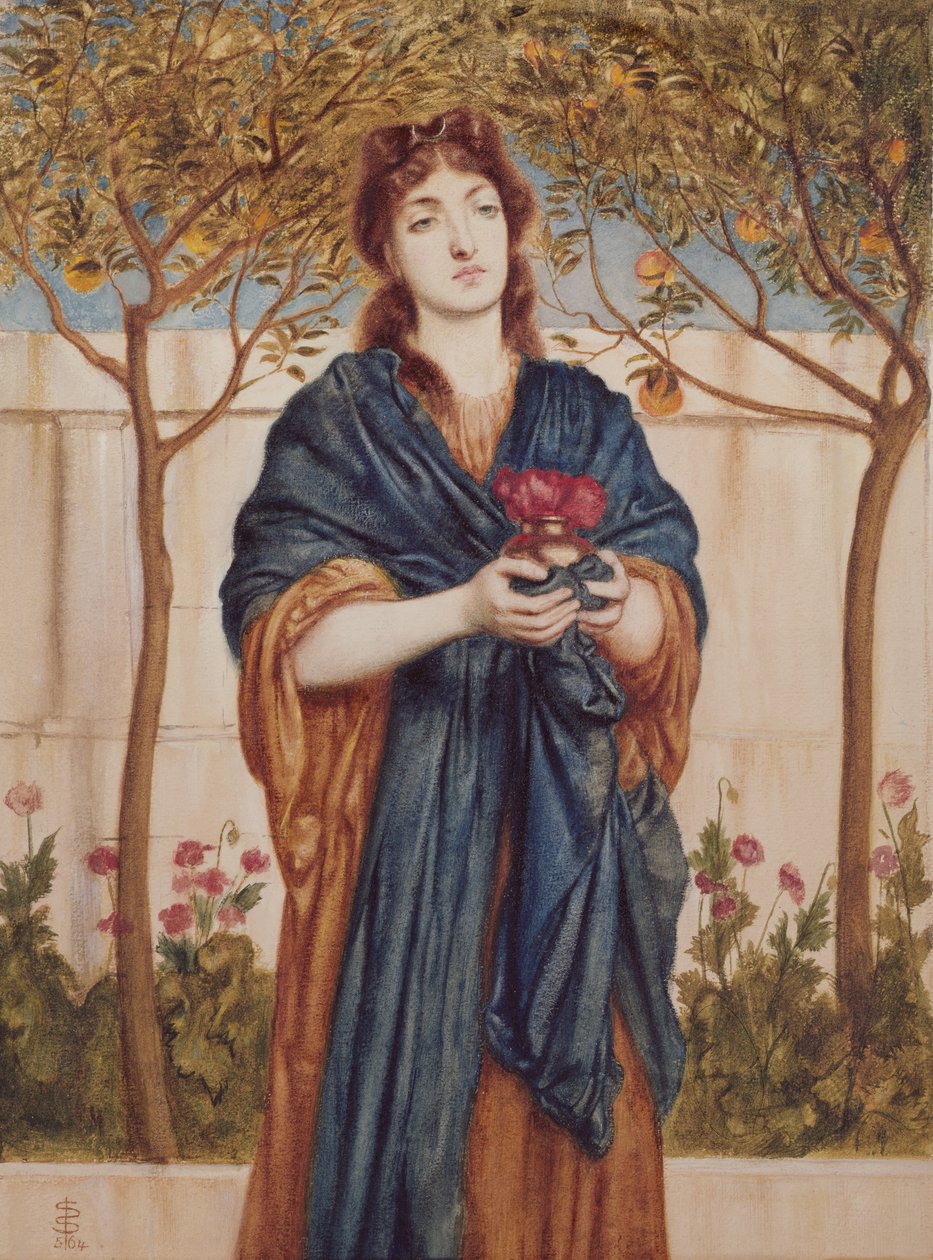 Sacerdotessa che offre papaveri, 1864 da Simeon Solomon