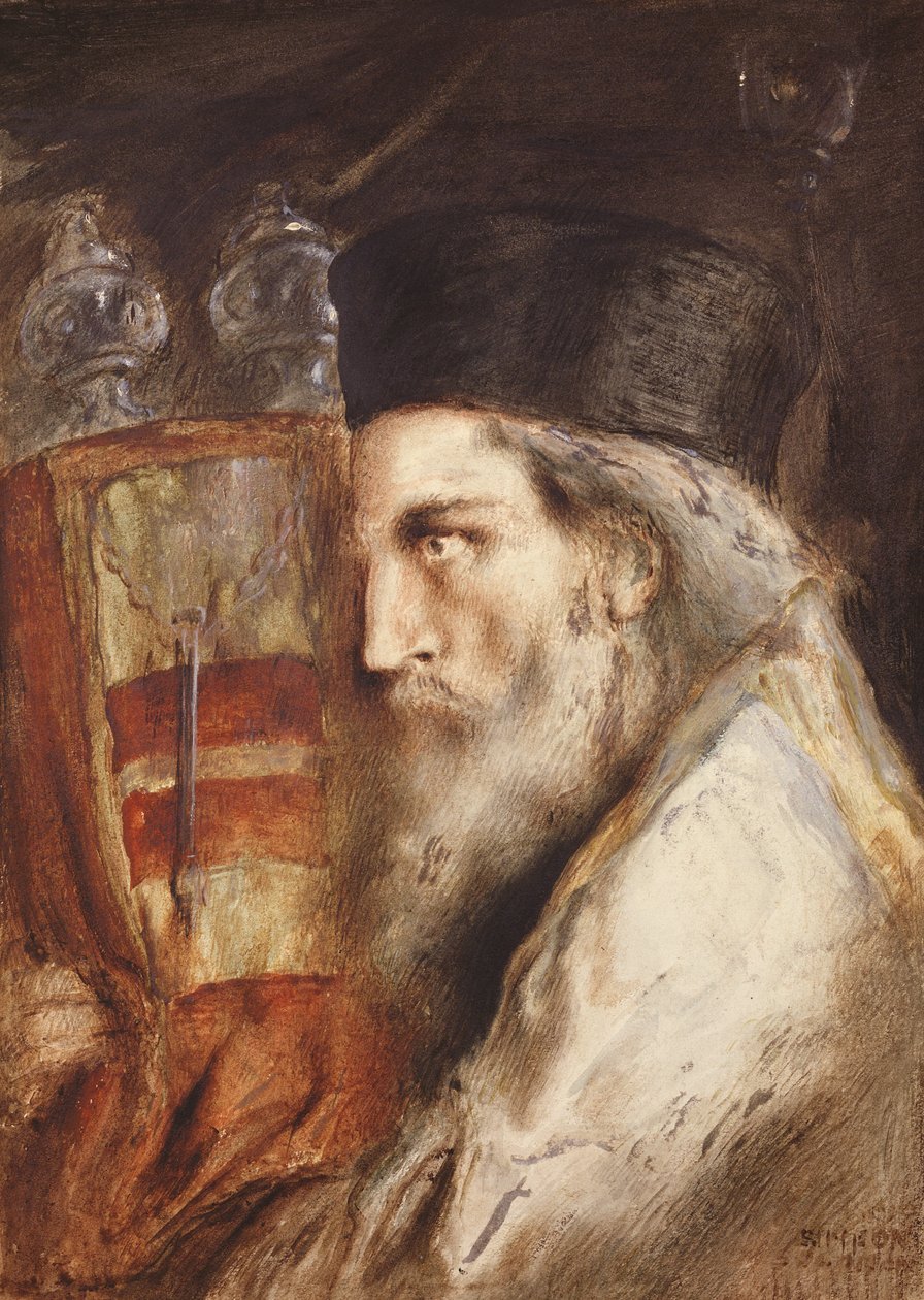 Rabbino che porta la Torah da Simeon Solomon