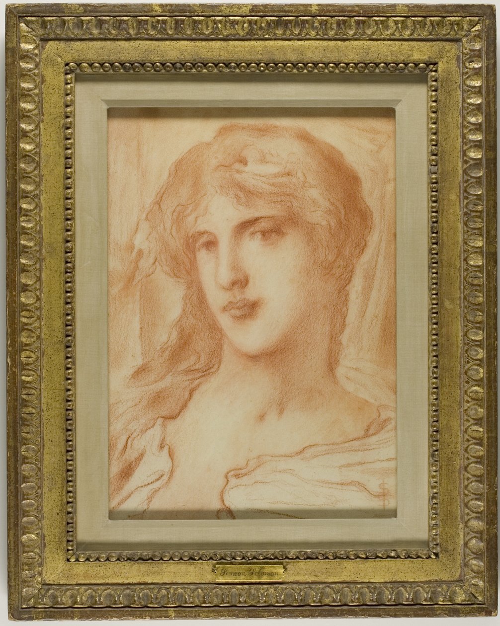 Testa, 1880 circa (gesso rosso su carta vergata) da Simeon Solomon