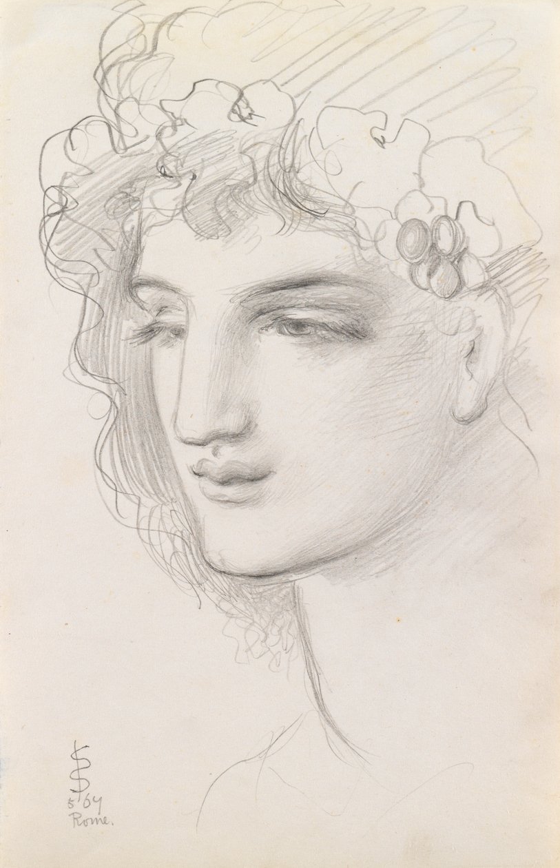 Studio di una testa incoronata, 1867 da Simeon Solomon