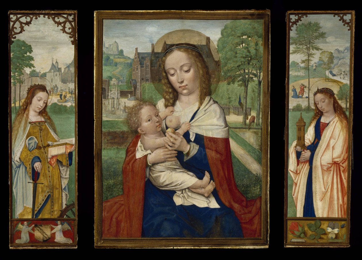 Vergine e Bambino; Sante Caterina e Barbara da Simon Bening