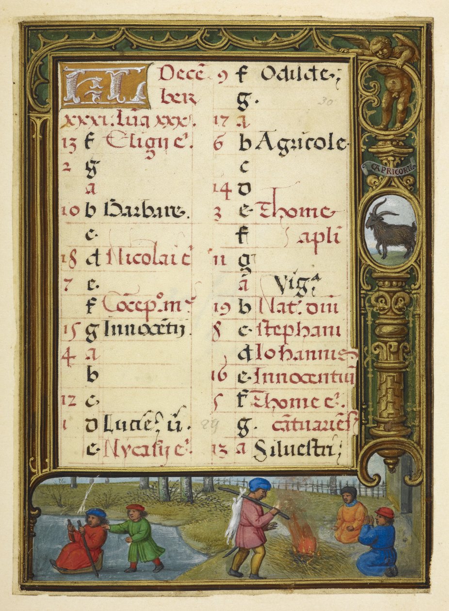 Pagina del calendario per dicembre, illustrazione da 