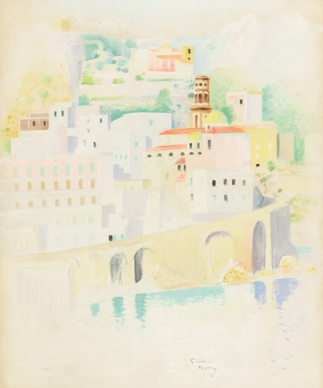 Atrani, Costiera Amalfitana (pastel on paper) da Simon Albert Bussy