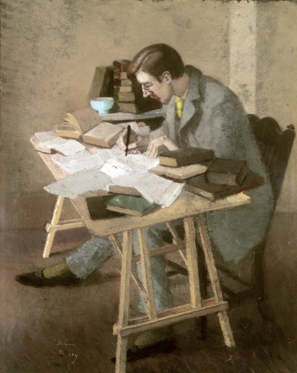 Ritratto di Lytton Strachey (pastello su carta) da Simon Albert Bussy