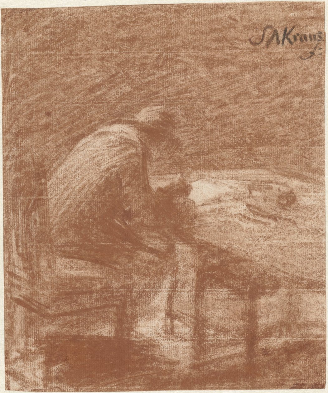 Uomo che scrive a un tavolo da Simon Andreas Krausz