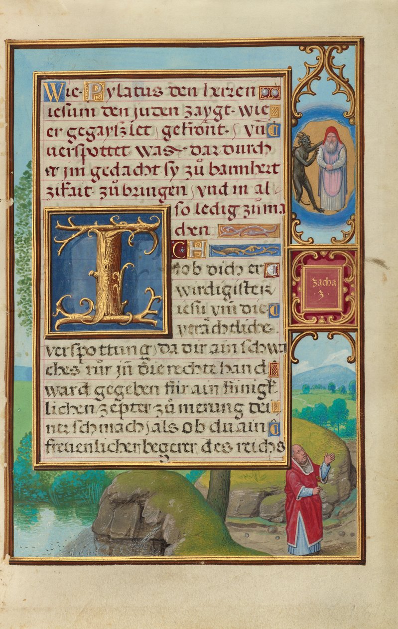Rand mit der Vision des Hohenpriesters und des Teufels von Sacharja da Simon Bening