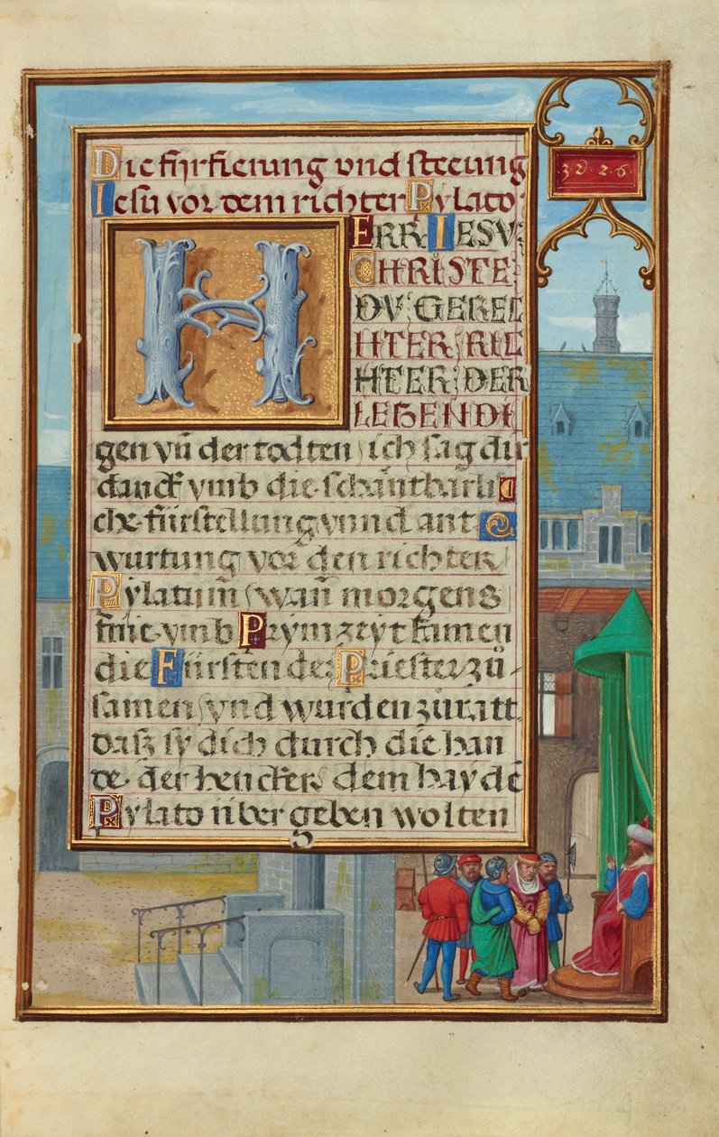 Rand mit einem gefangenen Propheten vor einem Fürsten oder König da Simon Bening