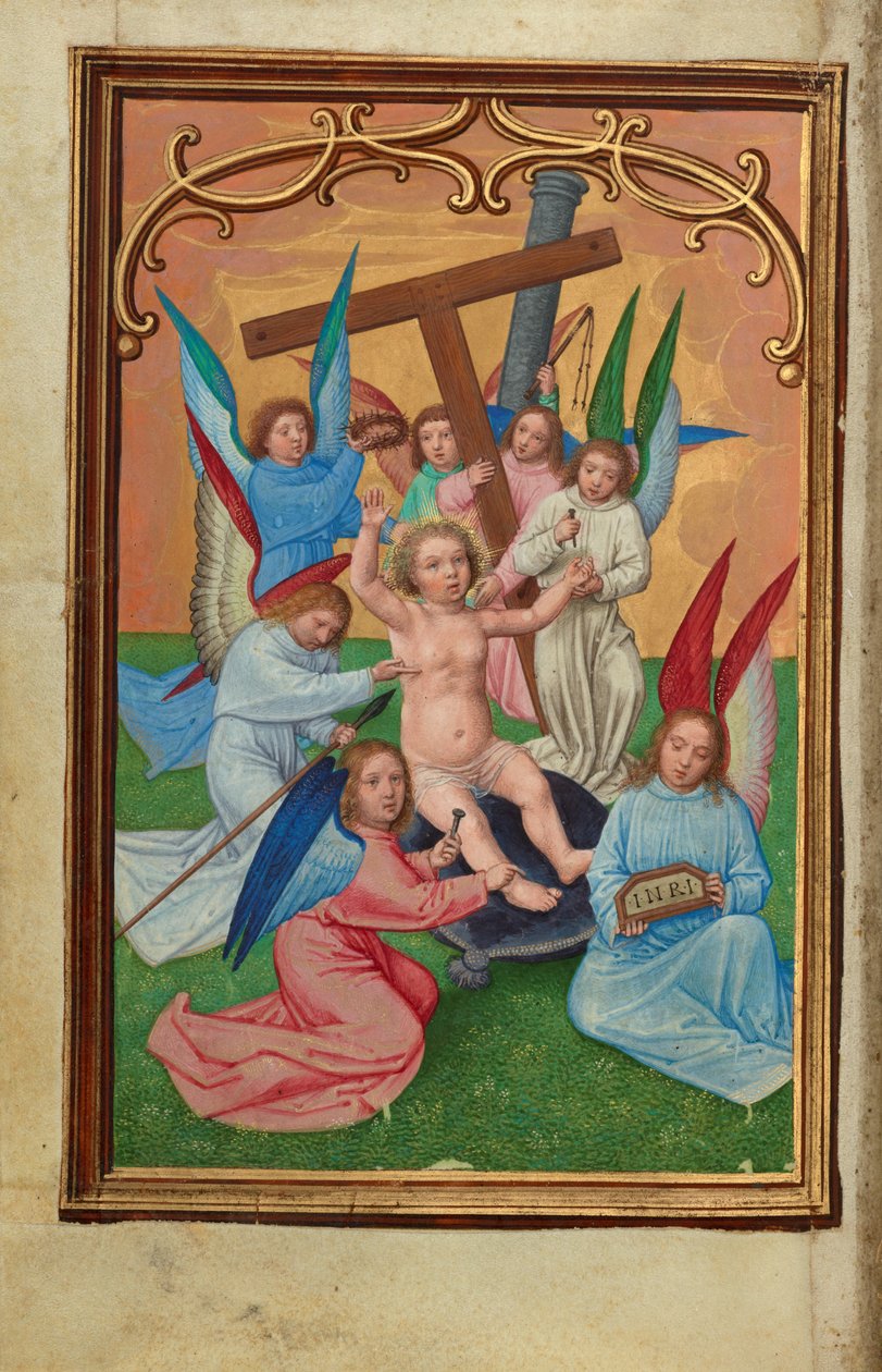 Das Christkind umgeben von den Werkzeugen der Passion da Simon Bening