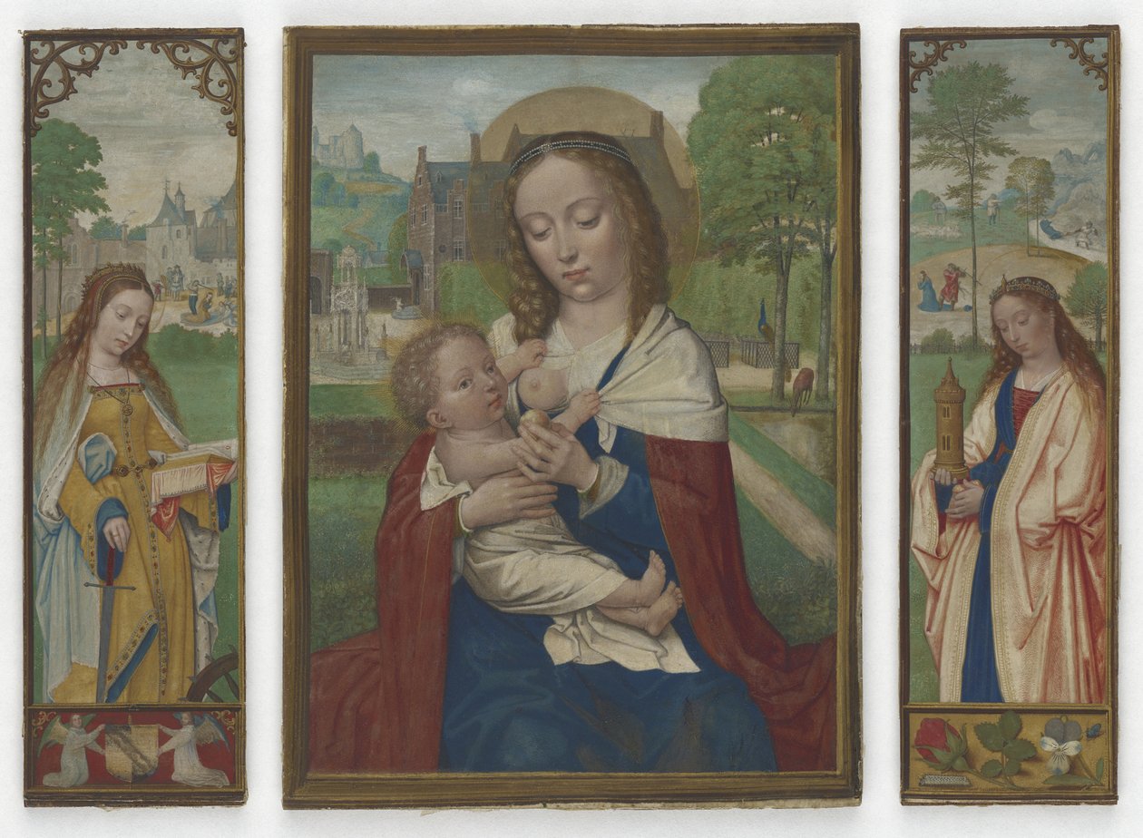 Vergine e Bambino; Sante Caterina e Barbara, c.1520 da Simon Bening