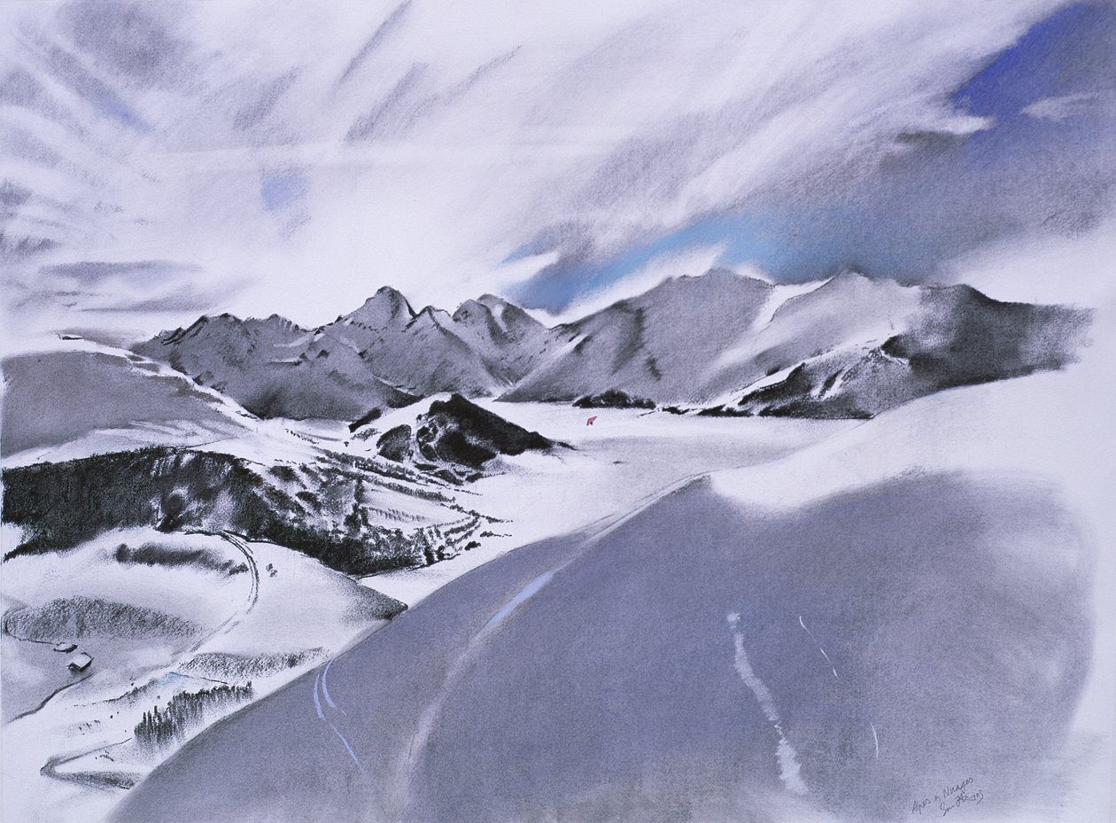 Alpes et nuages, 2003 (pastello e tecnica mista su carta) da Simon Fletcher