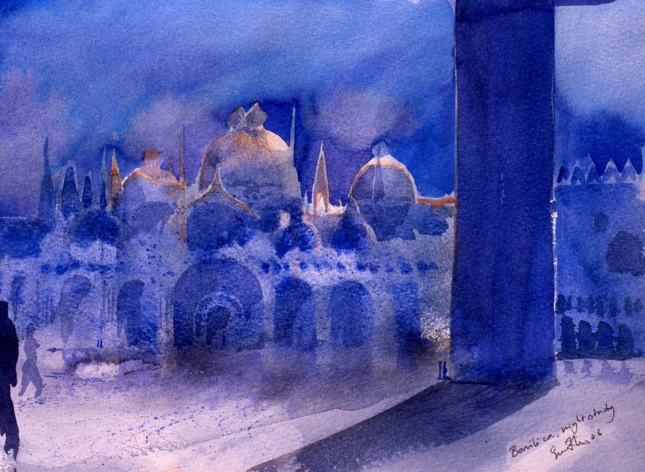 Basilica, studio notturno, 2006 (acquerello su carta) da Simon Fletcher