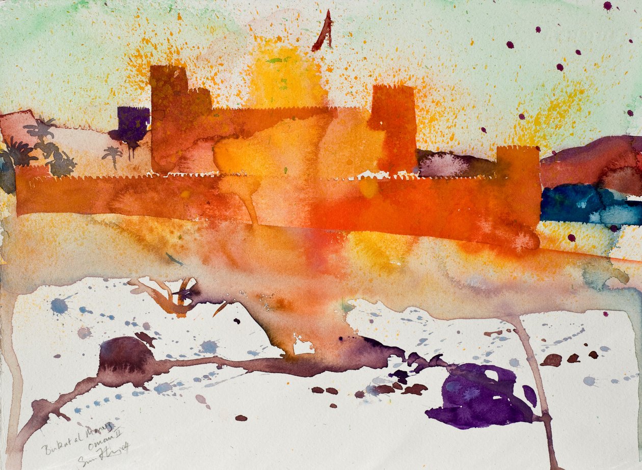 Birkat al Marez, Oman II, 2004 (acquerello) da Simon Fletcher