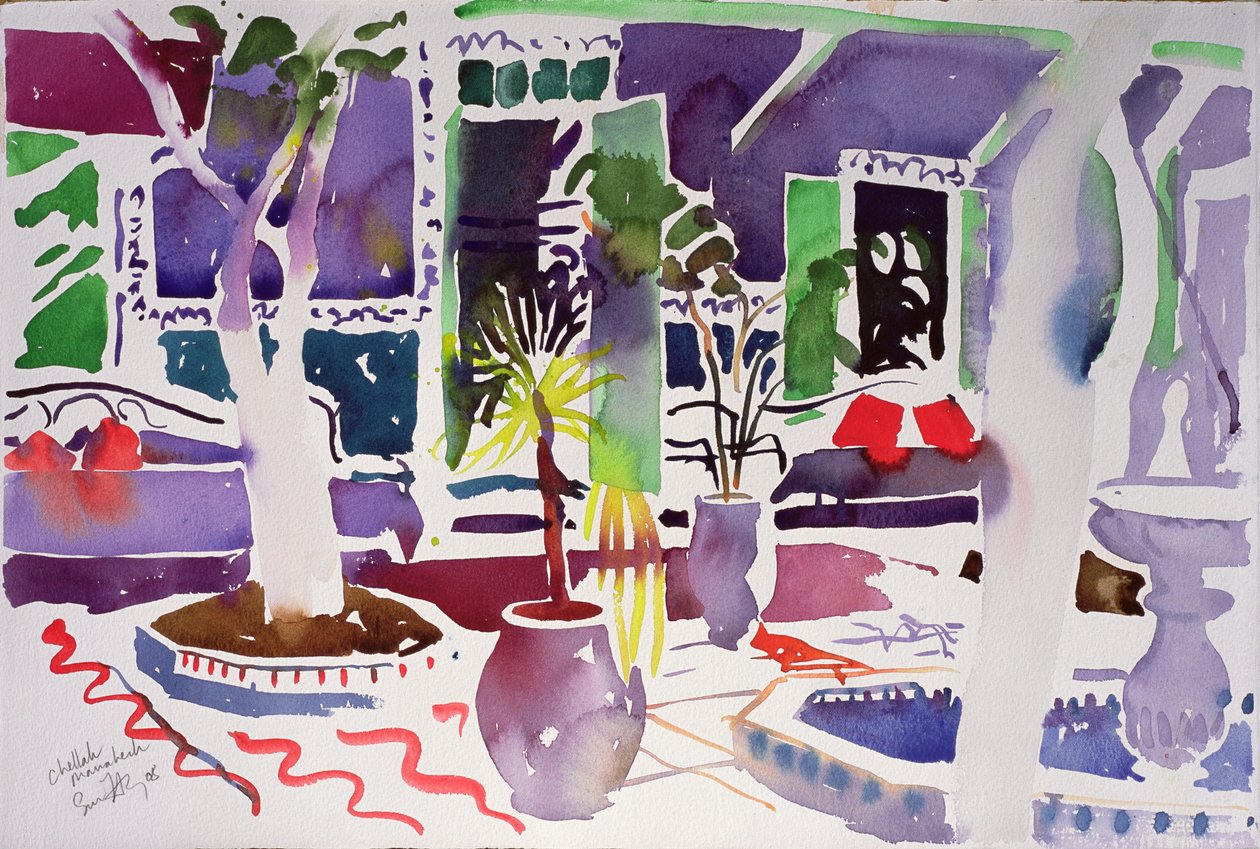 Chellah Marrakech (acquerello su carta) da Simon Fletcher