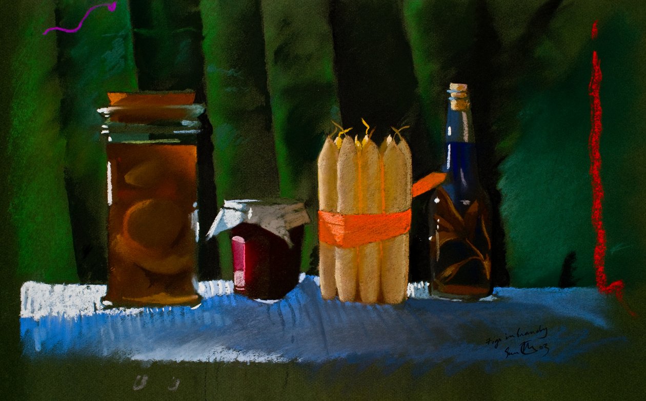 Natale, fichi nel brandy, 2000 (pastello) da Simon Fletcher