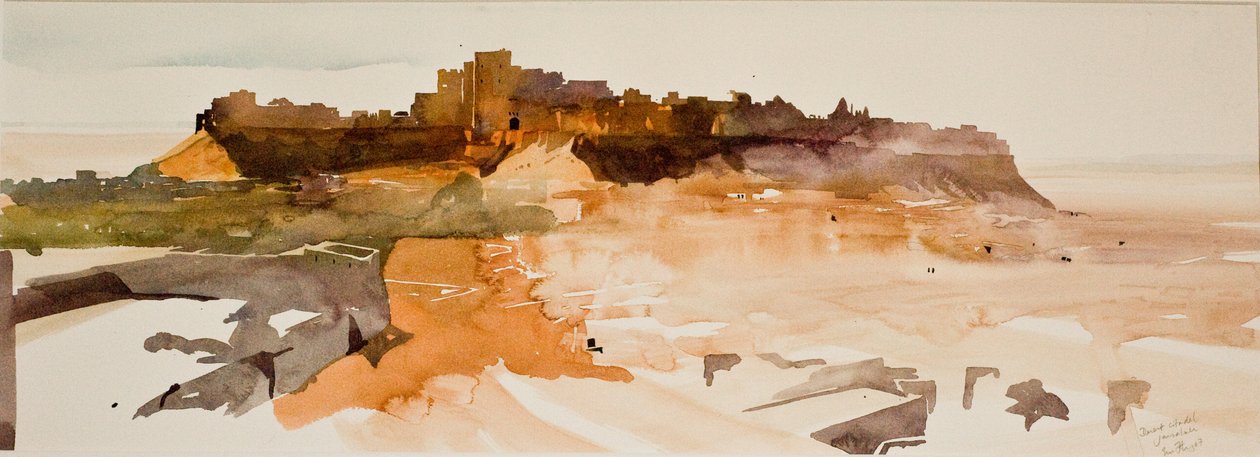 Cittadella del deserto, Jaiselmer (acquerello su carta) da Simon Fletcher
