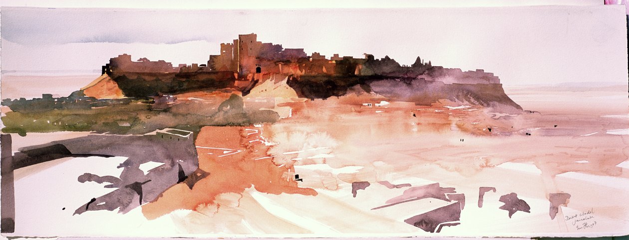 Cittadella del deserto, Jaiselmer, 2007 (acquerello su carta) da Simon Fletcher