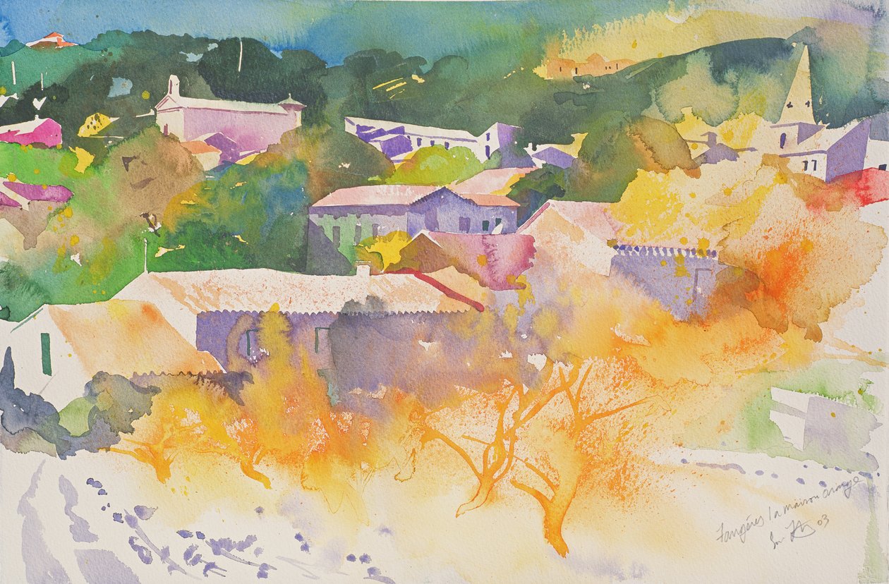 Faugeres, La Maison Orange, 2003 (acquerello su carta) da Simon Fletcher